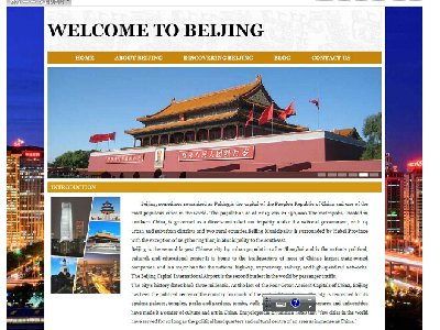 60元BEIJING 9页面 外文版 英文北京旅游主题 带图片轮播特效 下拉 TAB切换
