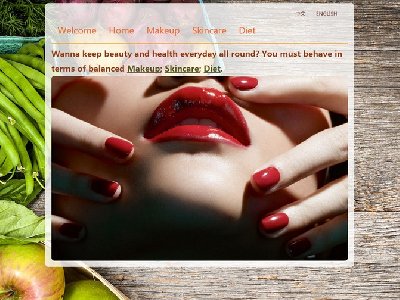 我的美妆网站 9页面 MY BEAUTY SITE 中英文双语版 个人彩妆饮食护肤主题 带图片轮播特效（60元）