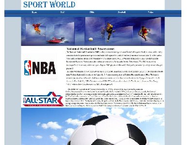 （40元）SPORT WORLD 5页面 篮球足球高尔夫球体育类英文主题 表格布局 带本地视频带背景音乐带简单设计说明(